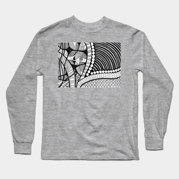 Abstract black and white Coloring page inspired by zentangle 3 Long Sleeve T-Shirt by Nathalodi